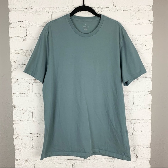 Everlane Uniform Organic Cotton Short Sleeve Crew Neck Tee Shirt Evergreen Large - Picture 1 of 6
